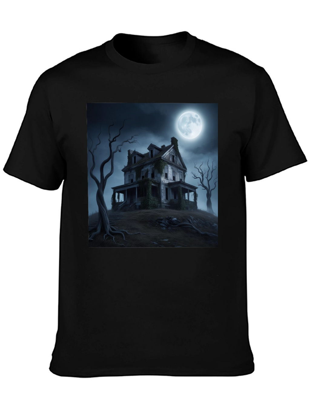 Haunted House Graphic Tee - Spooky Halloween Shirt