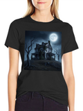 Haunted House Graphic Tee - Spooky Halloween Shirt