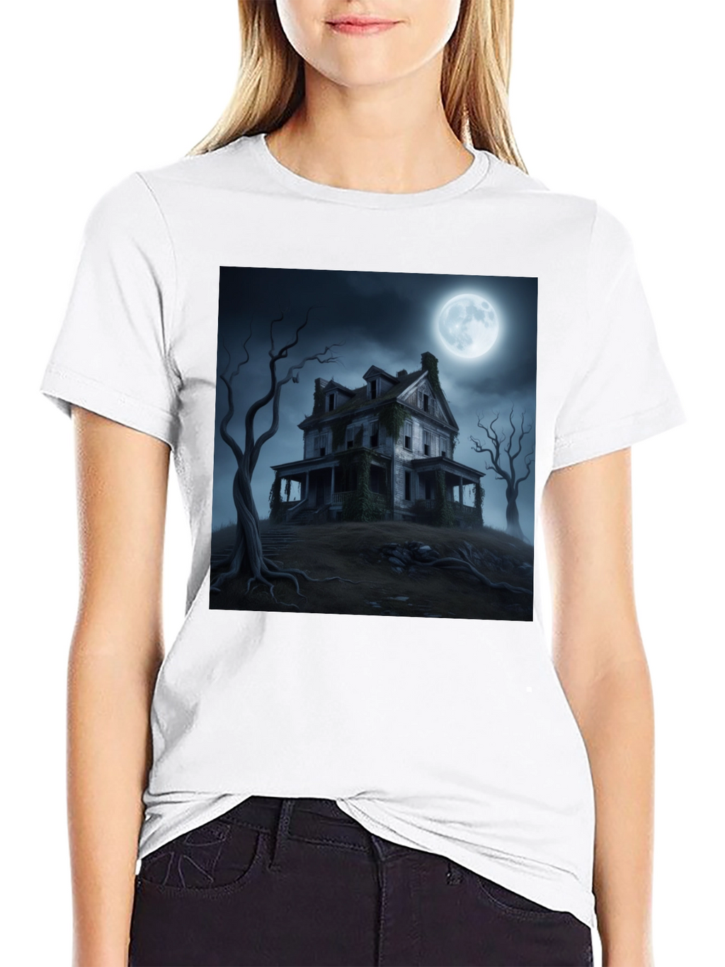 Haunted House Graphic Tee - Spooky Halloween Shirt