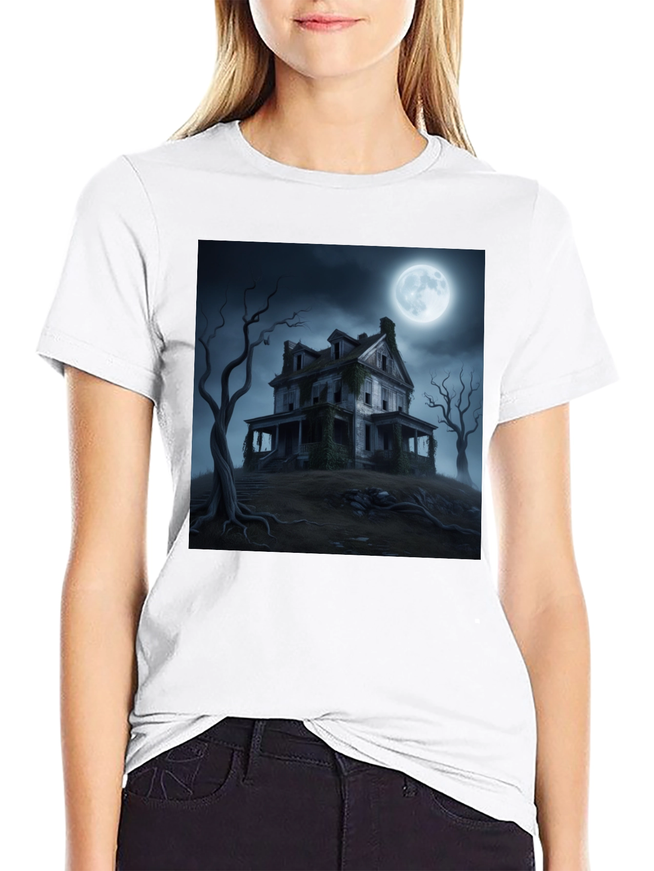 Haunted House Graphic Tee - Spooky Halloween Shirt