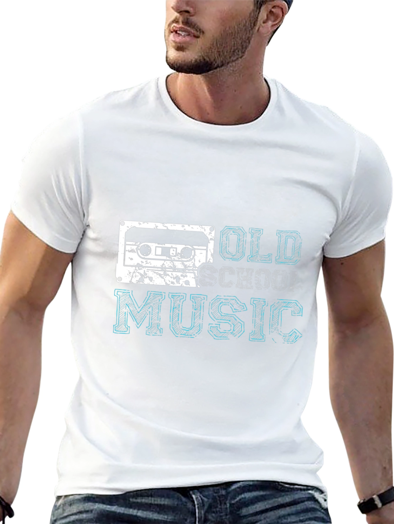 Retro Old School Music Black T-Shirt