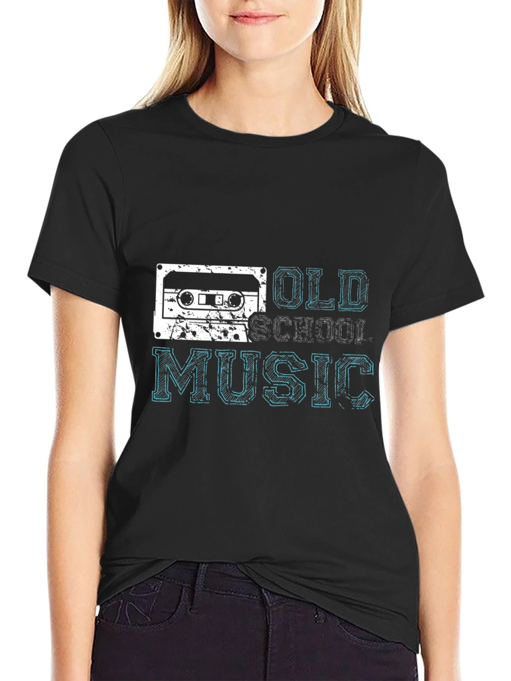 Retro Old School Music Black T-Shirt