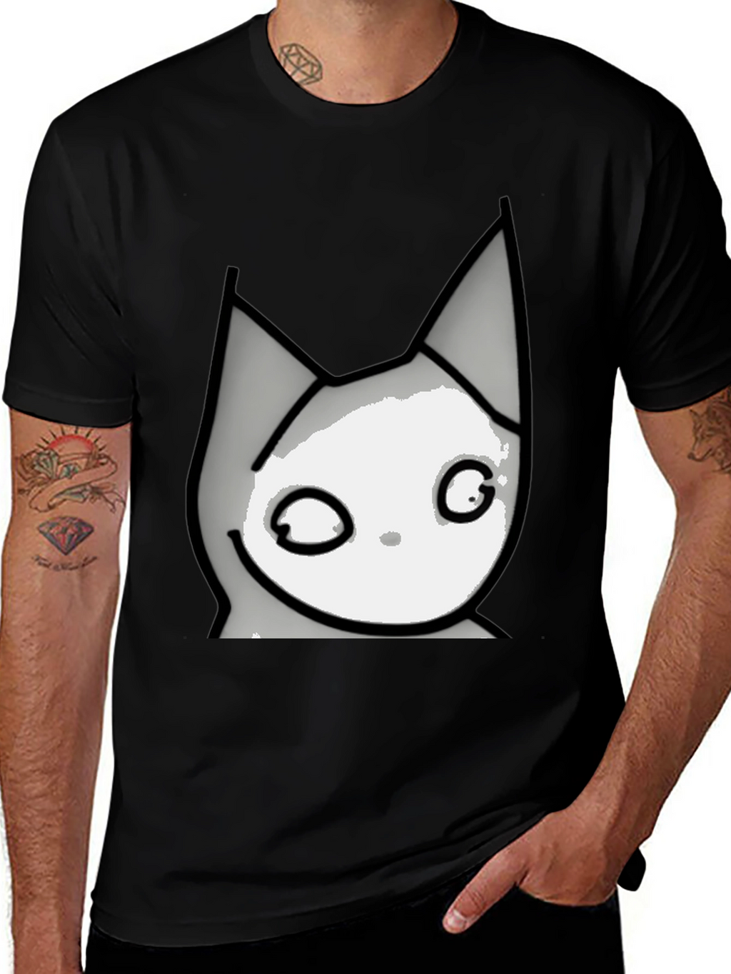 Cool Cat Graphic T-Shirt - Casual Black Tee