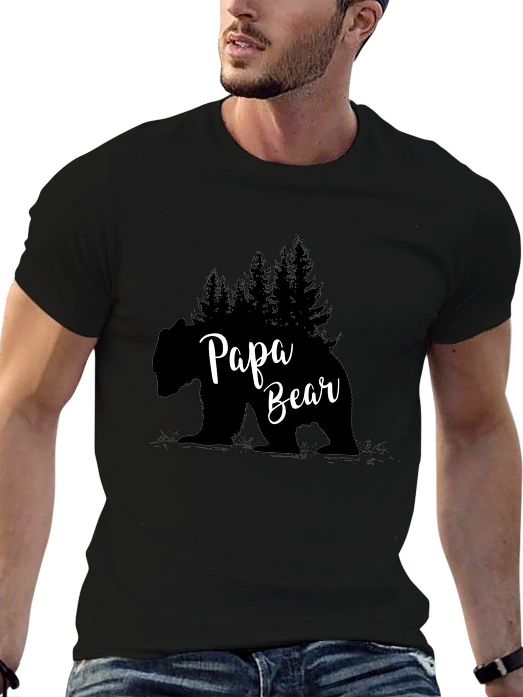 Papa Bear T-Shirt - Black Graphic Tee