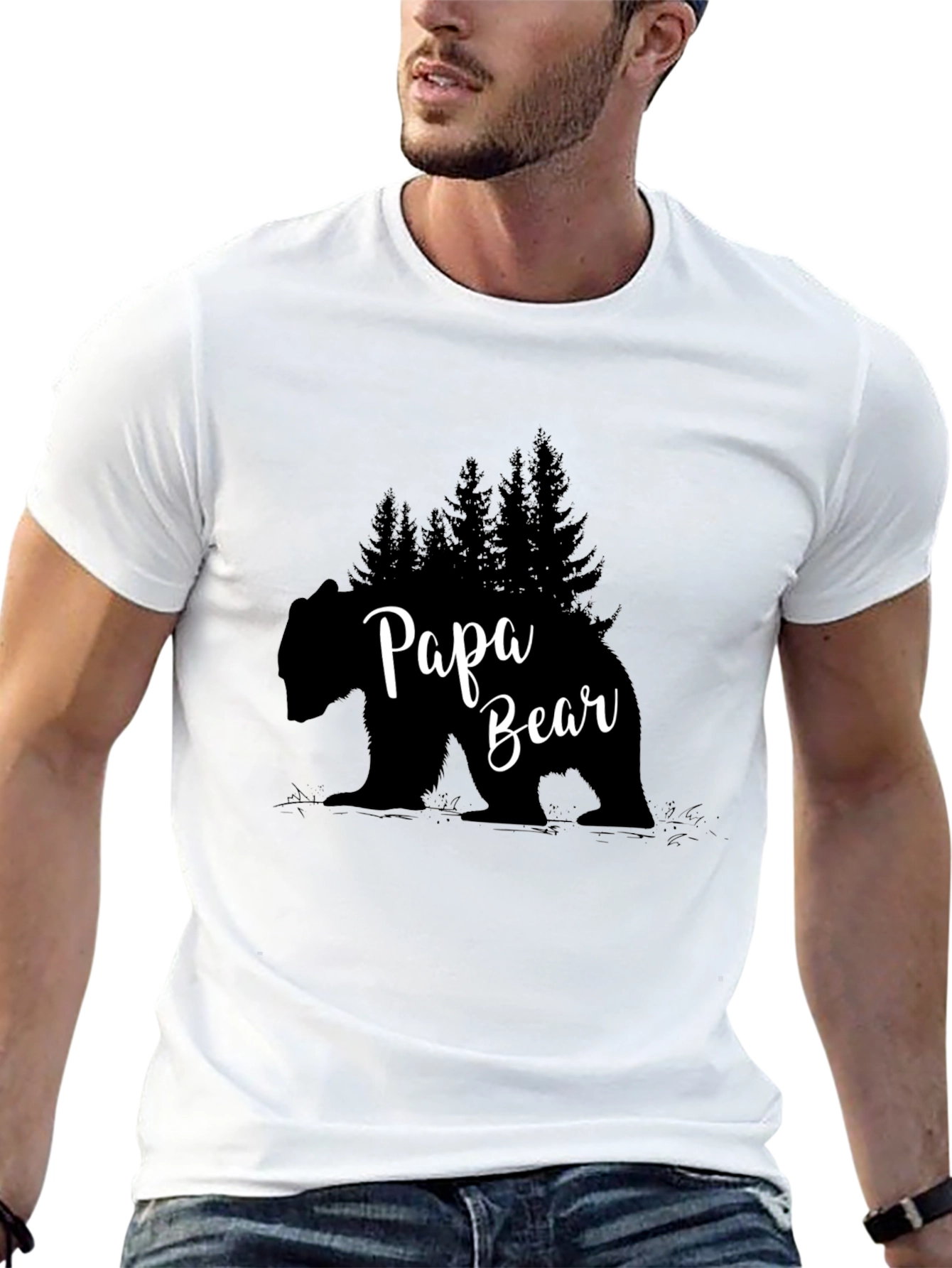 Papa Bear T-Shirt - Black Graphic Tee