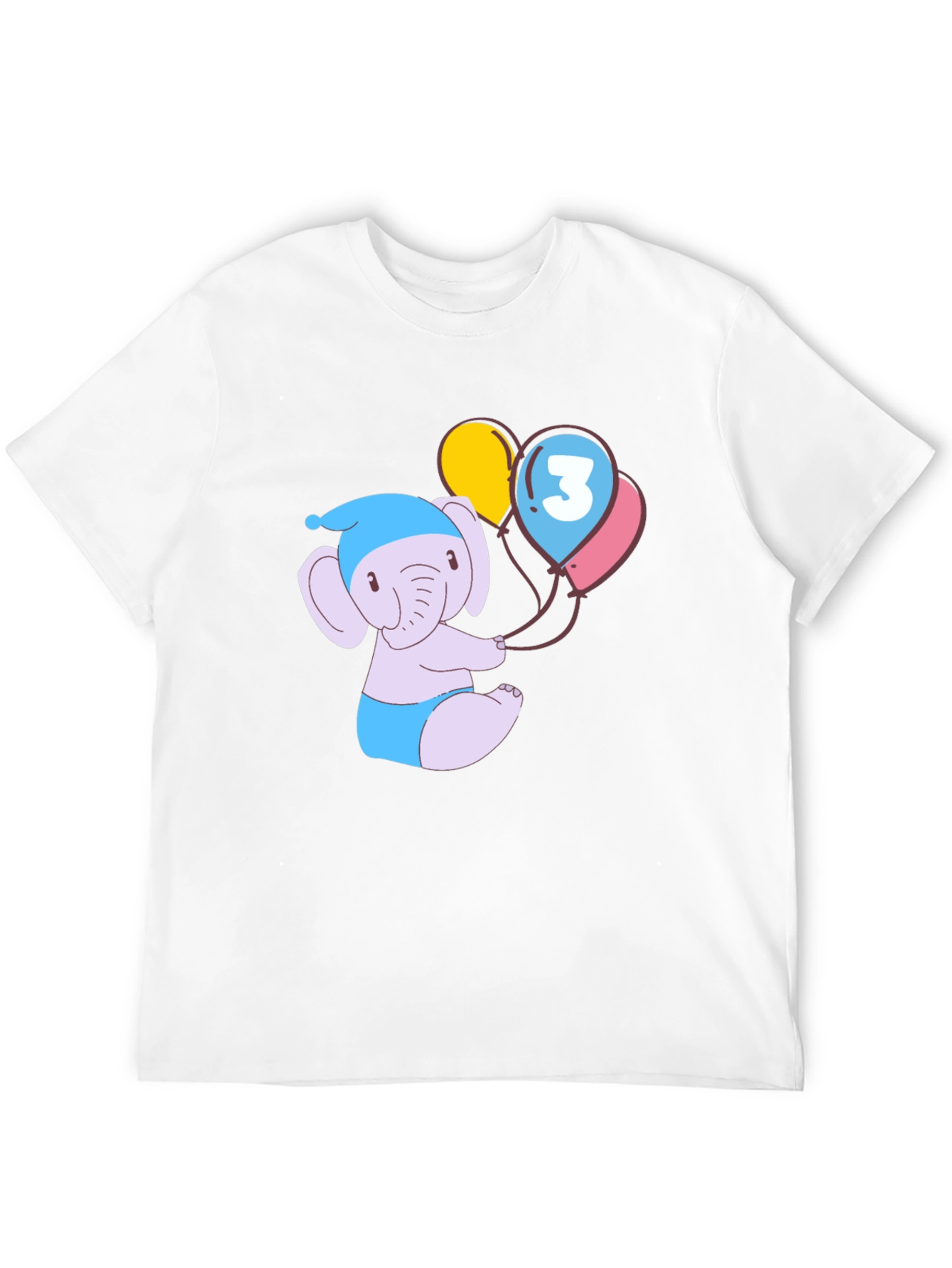 Cute Elephant 3rd Birthday Black T-Shirt