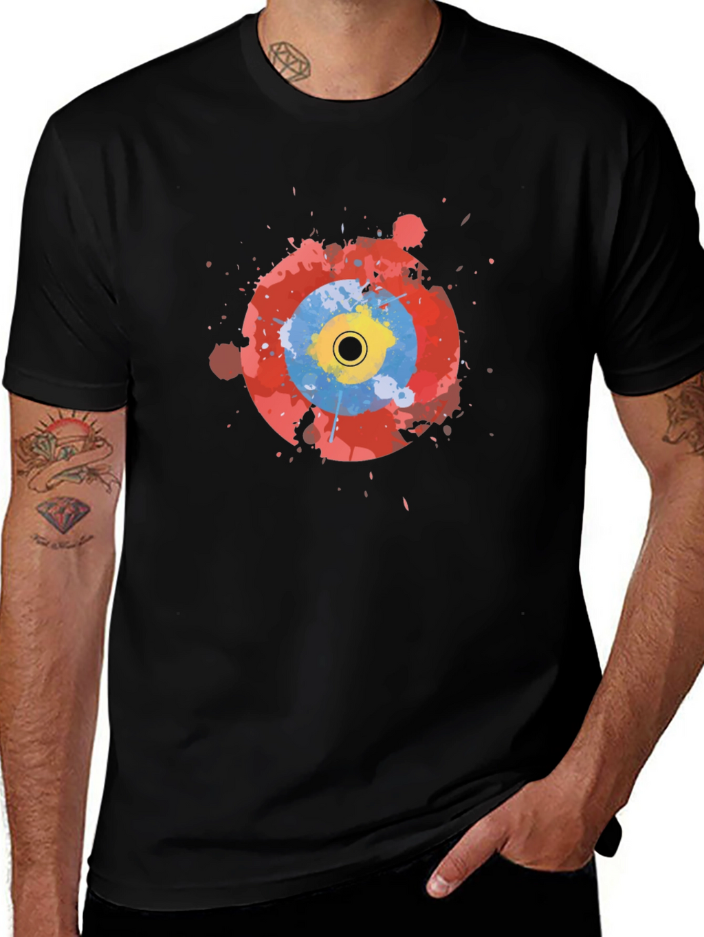 Abstract Target Graphic Black T-Shirt