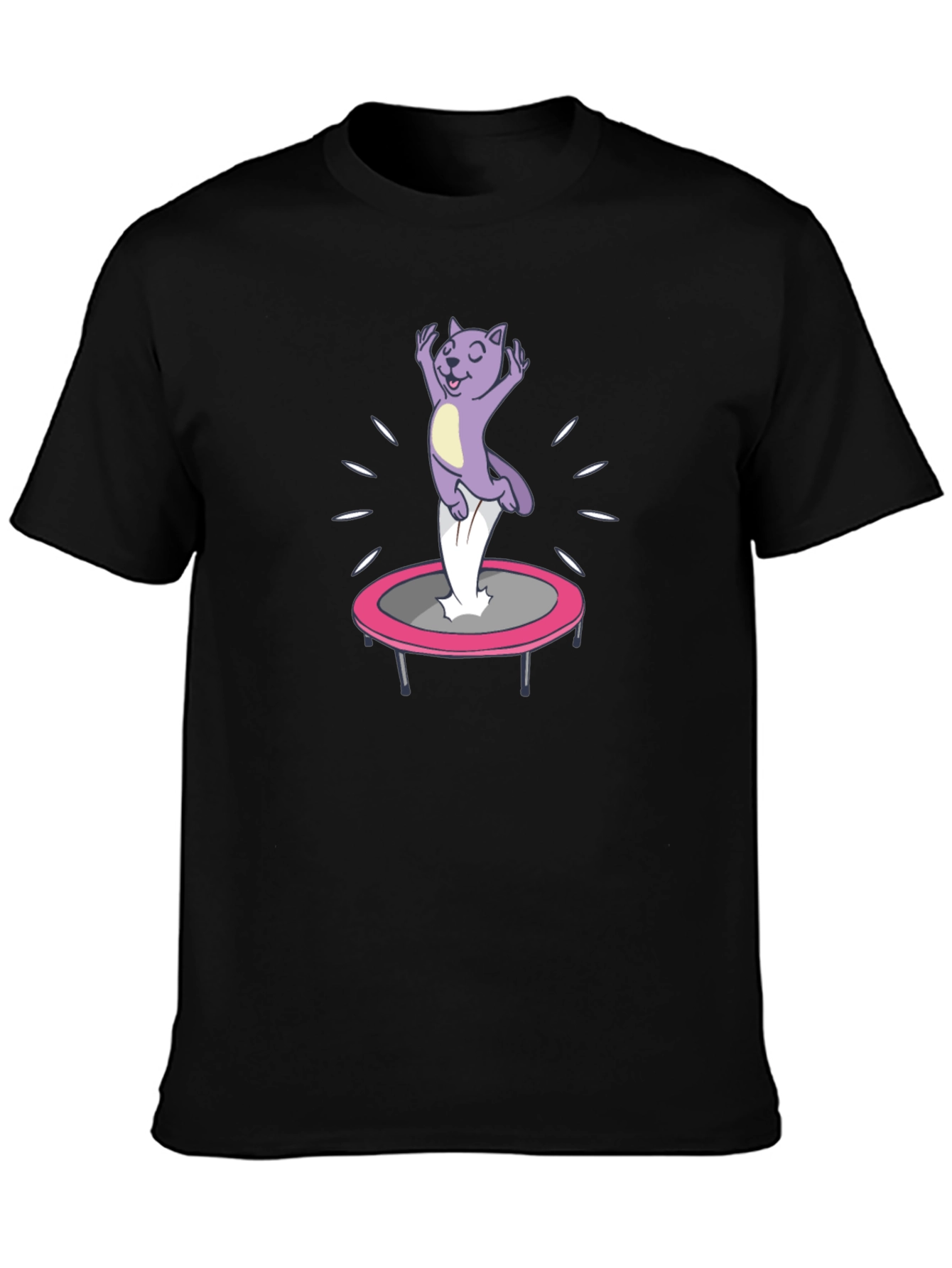 Funny Cat Trampoline Black T-Shirt