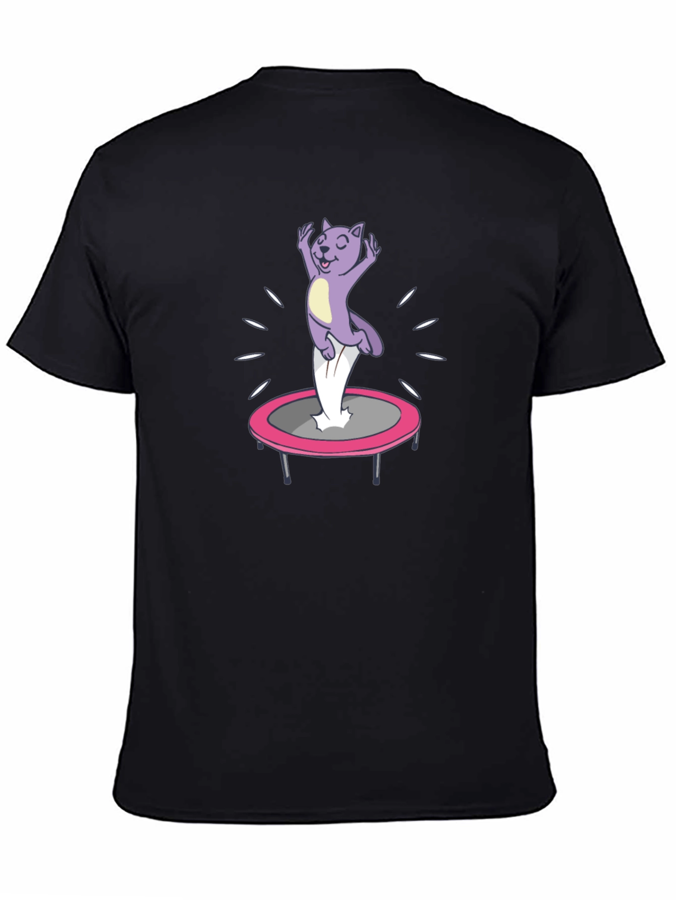 Funny Cat Trampoline Black T-Shirt