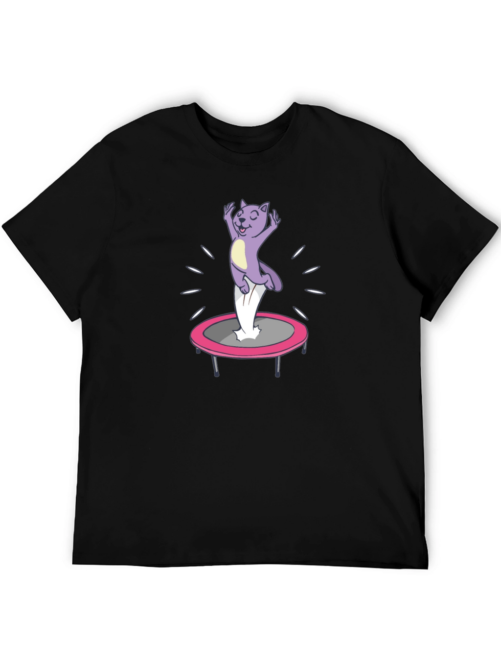 Funny Cat Trampoline Black T-Shirt