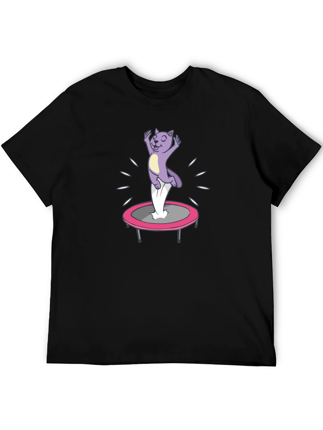 Funny Cat Trampoline Black T-Shirt