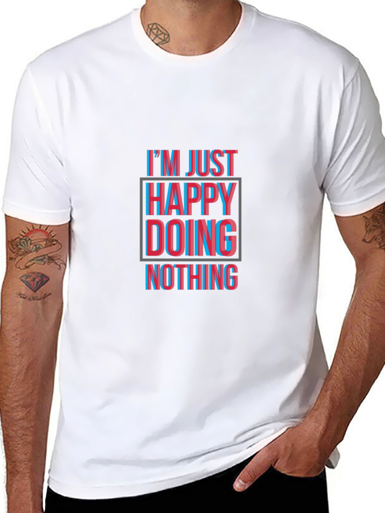 Happy Doing Nothing Black T-Shirt