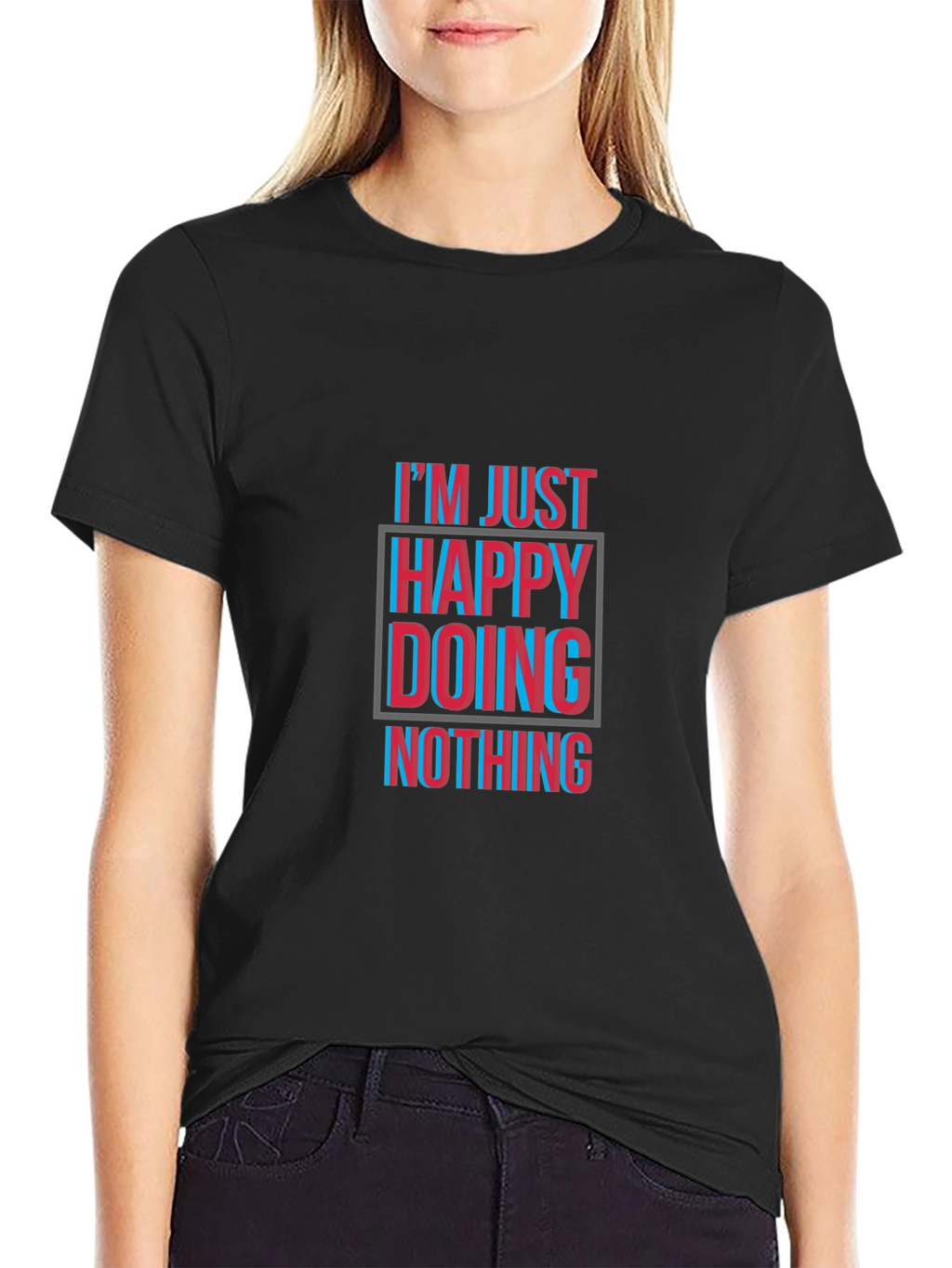 Happy Doing Nothing Black T-Shirt