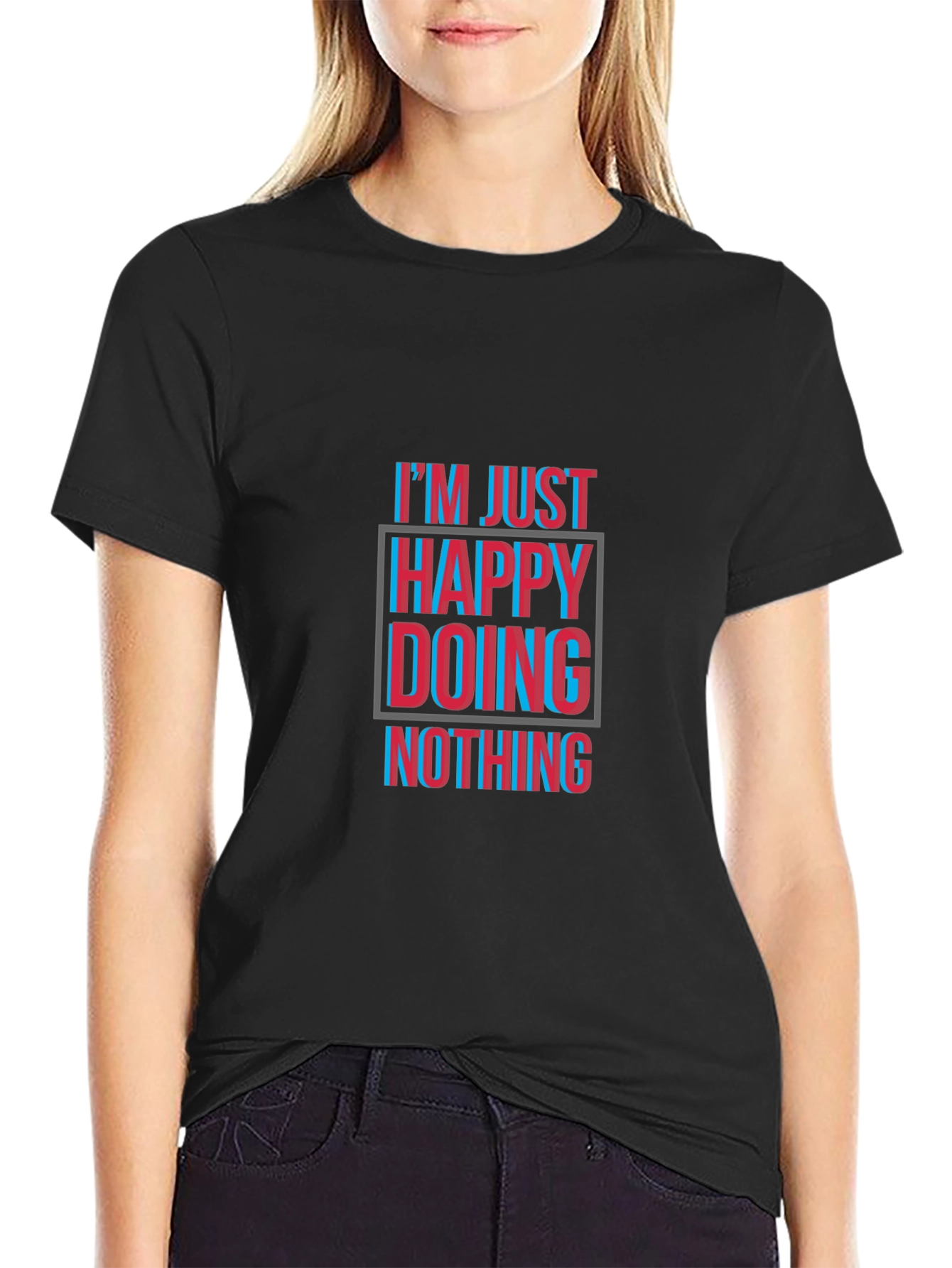 Happy Doing Nothing Black T-Shirt