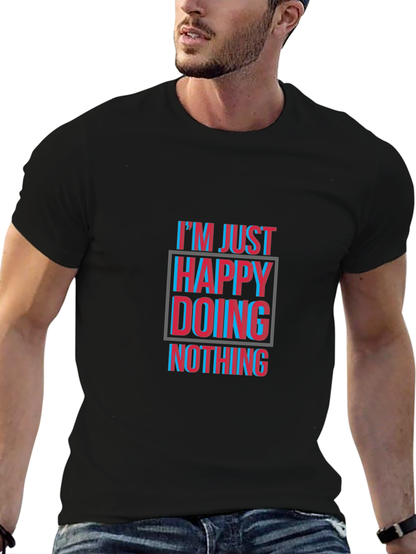 Happy Doing Nothing Black T-Shirt