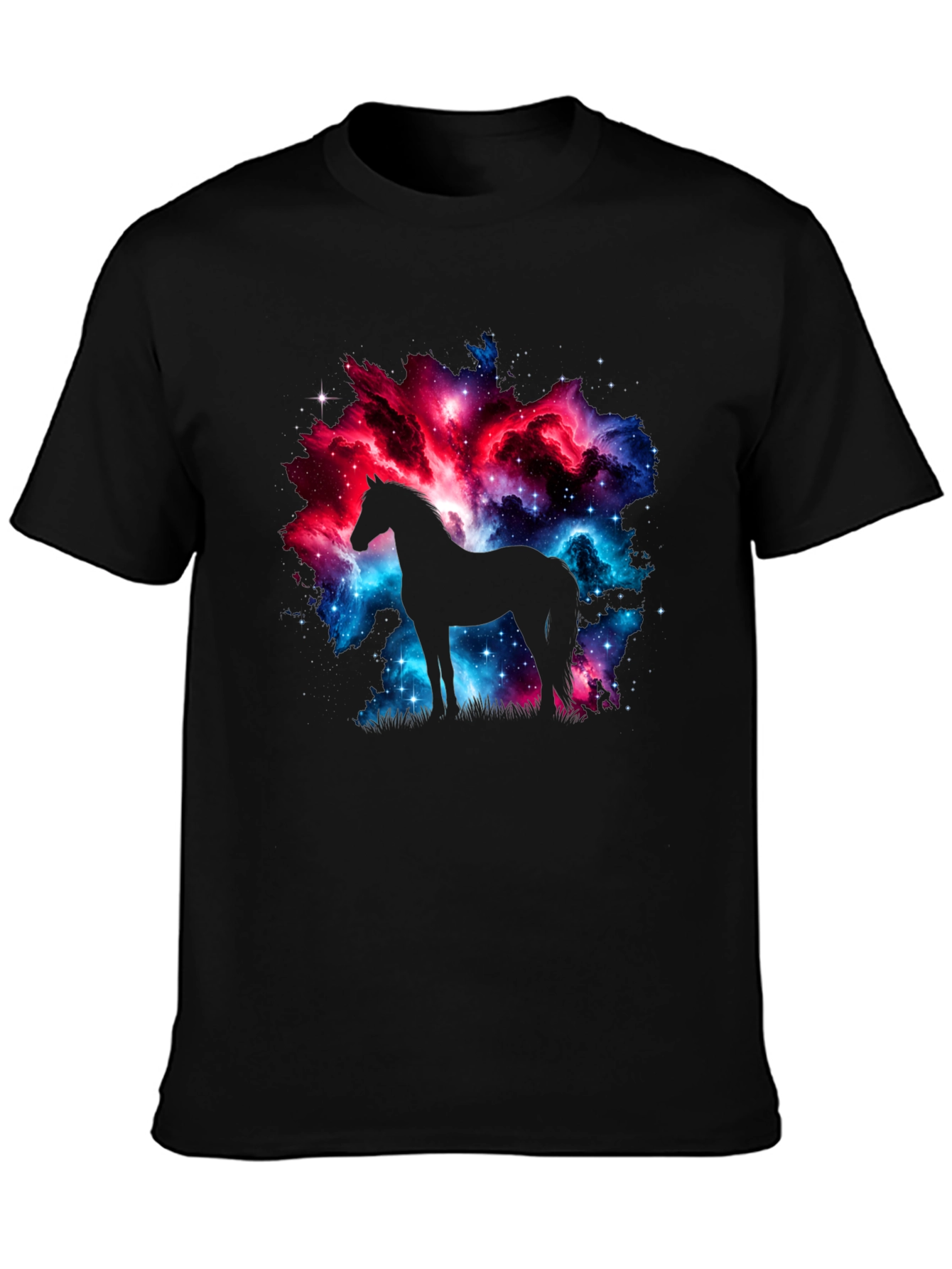 Galaxy Horse Graphic Tee - Stylish Black T-Shirt