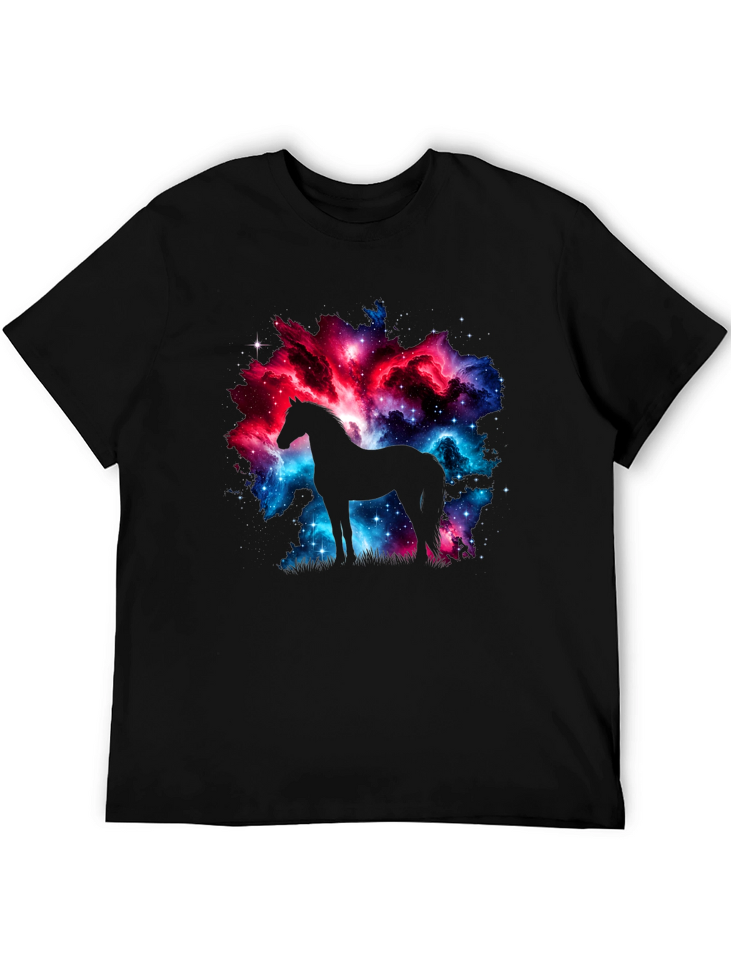 Galaxy Horse Graphic Tee - Stylish Black T-Shirt