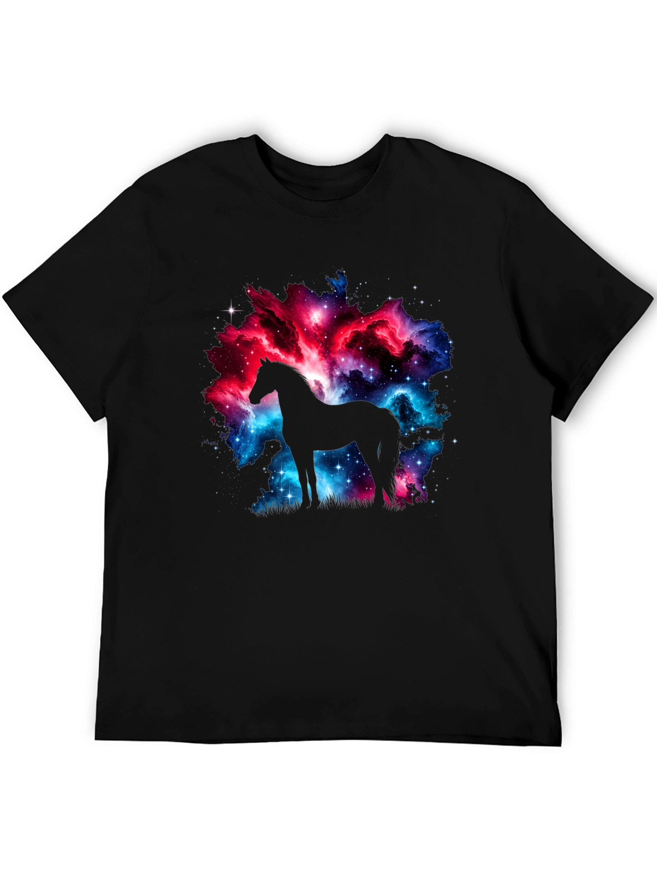 Galaxy Horse Graphic Tee - Stylish Black T-Shirt