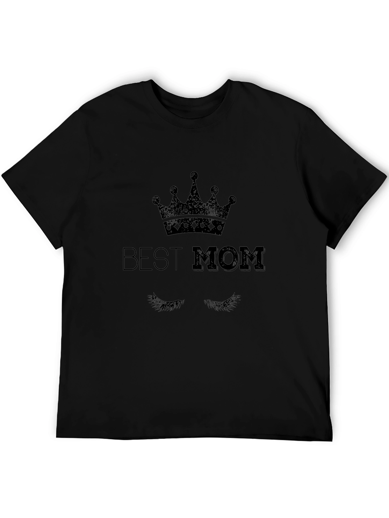 Best Mom Graphic Tee - Black Crew Neck T-Shirt