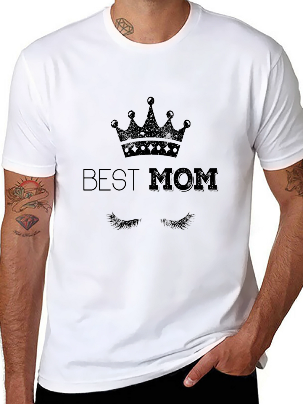 Best Mom Graphic Tee - Black Crew Neck T-Shirt