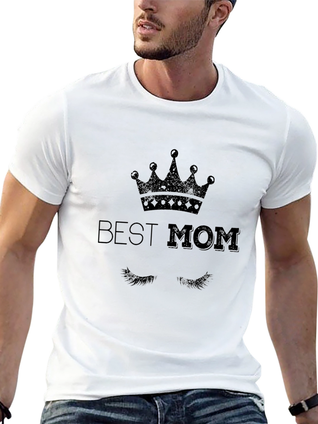 Best Mom Graphic Tee - Black Crew Neck T-Shirt