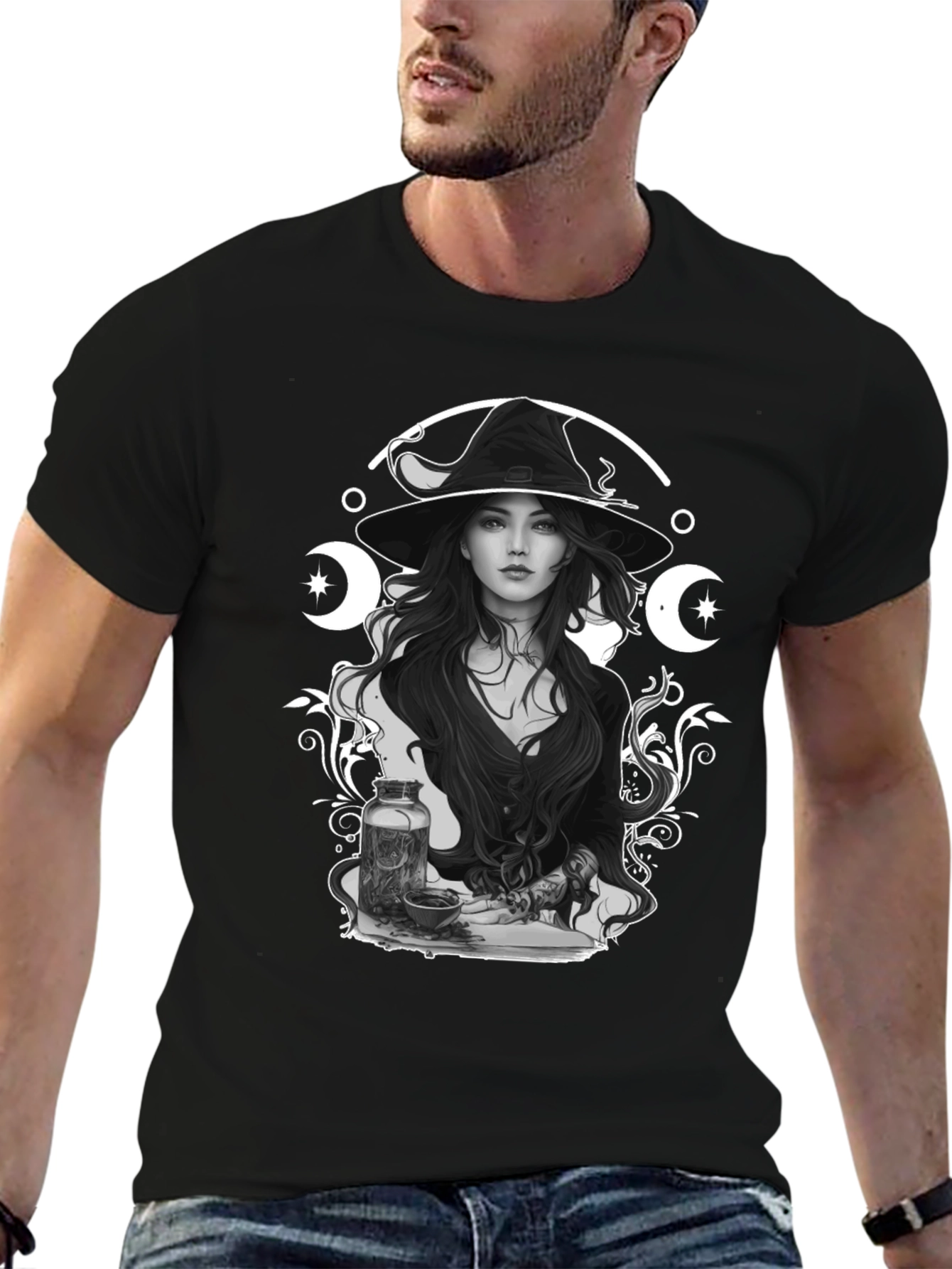 Witchcraft Graphic Print Black T-Shirt