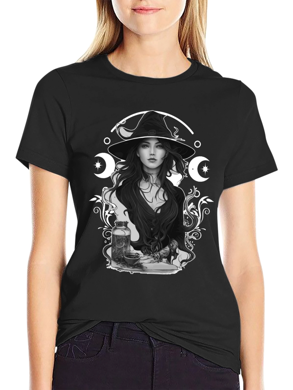 Witchcraft Graphic Print Black T-Shirt