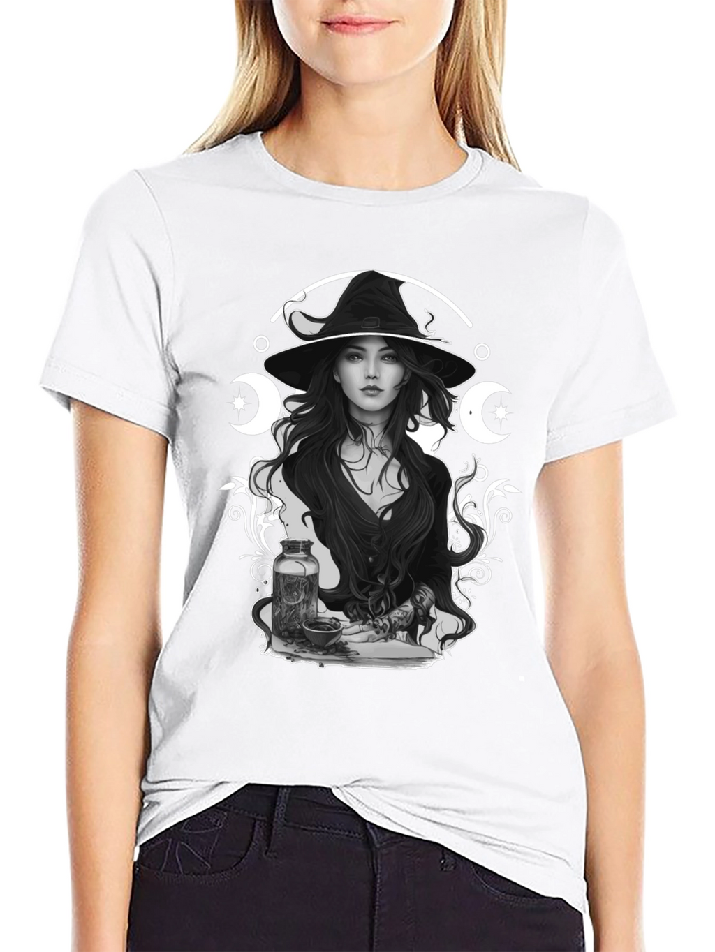 Witchcraft Graphic Print Black T-Shirt