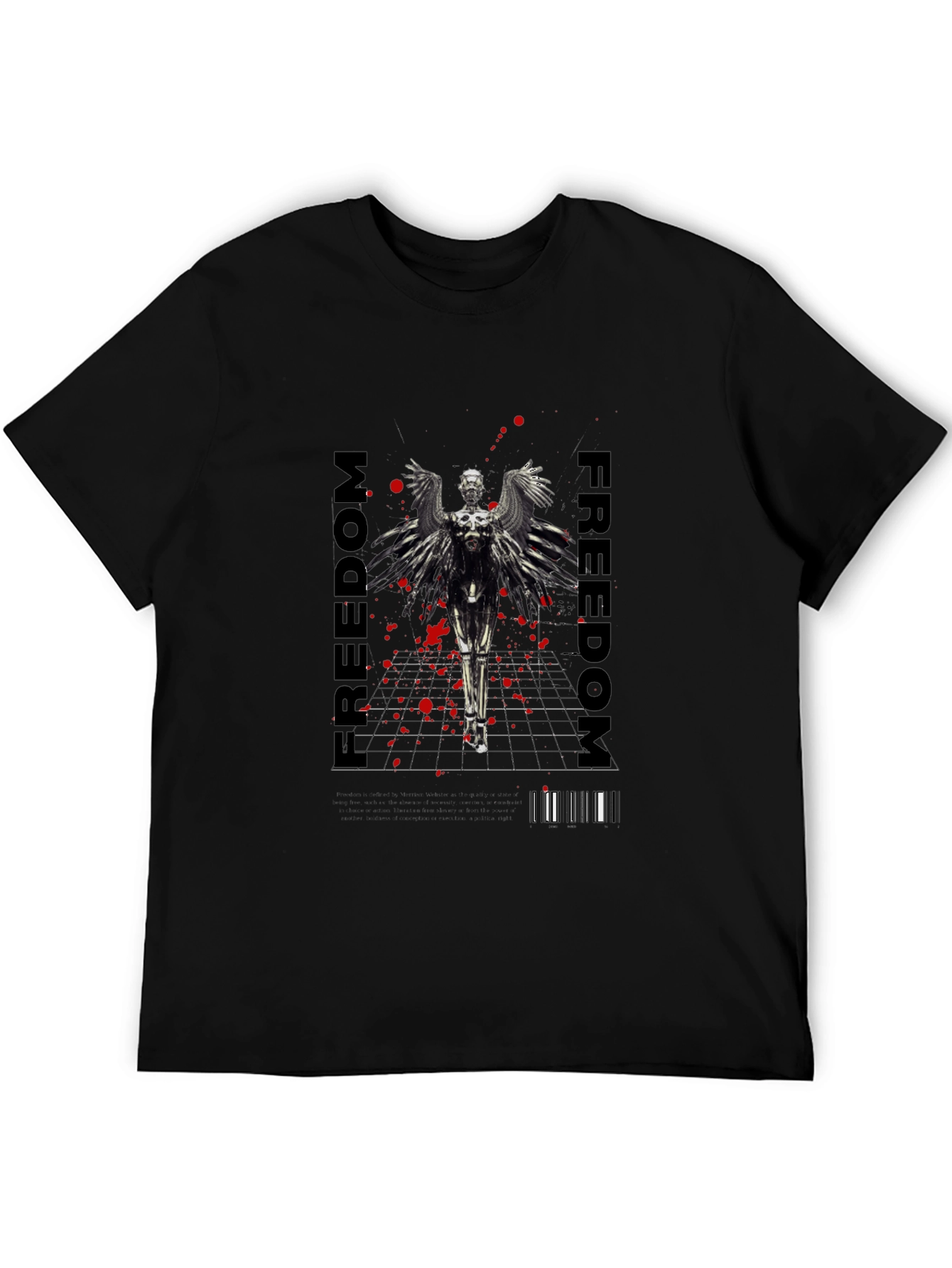 Freedom Angel Graphic Tee - Black Stylish Cotton T-Shirt