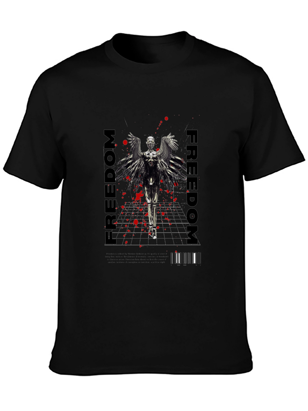 Freedom Angel Graphic Tee - Black Stylish Cotton T-Shirt