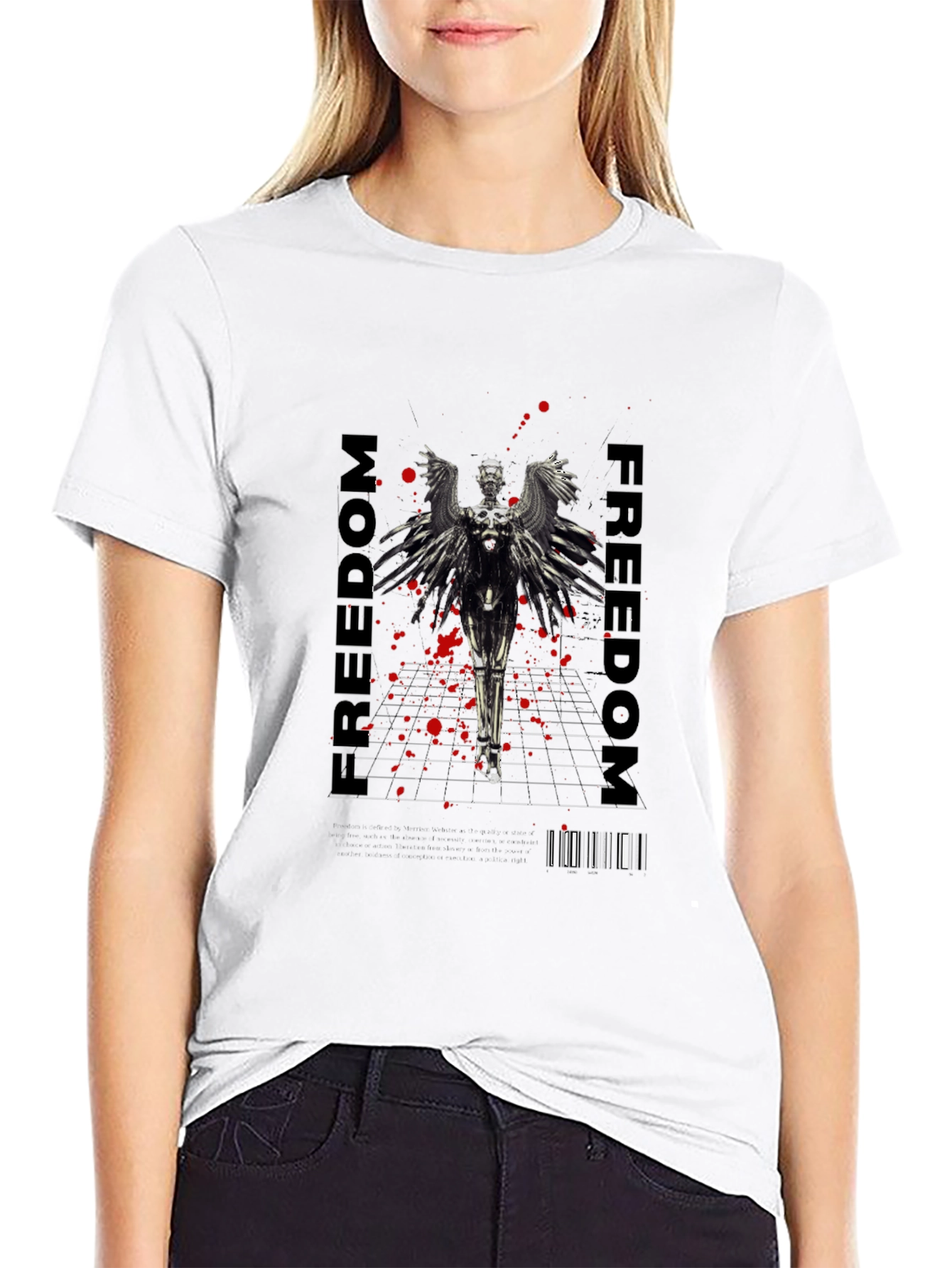 Freedom Angel Graphic Tee - Black Stylish Cotton T-Shirt