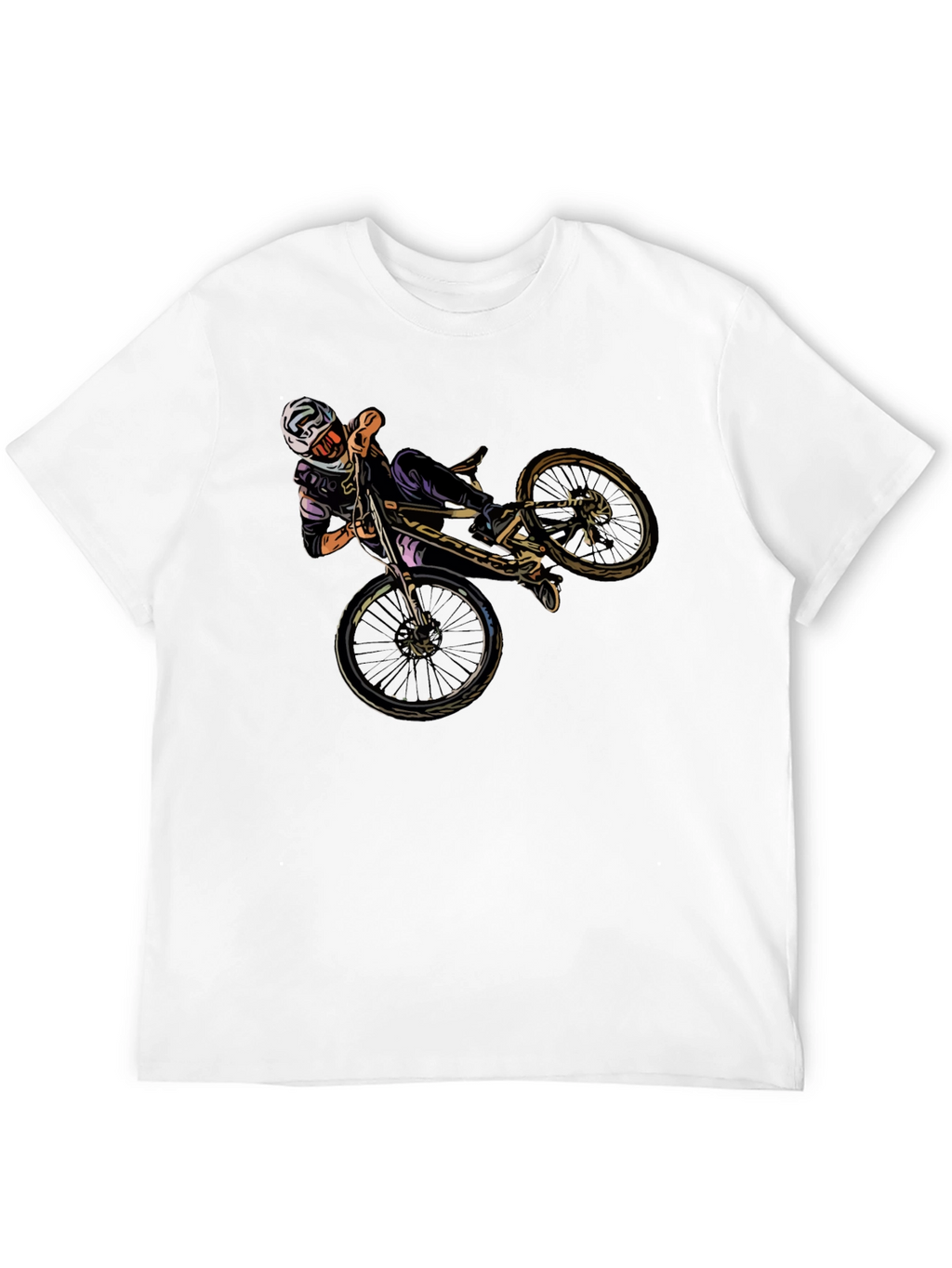 Cool Mountain Bike Stunt Graphic Black T-Shirt