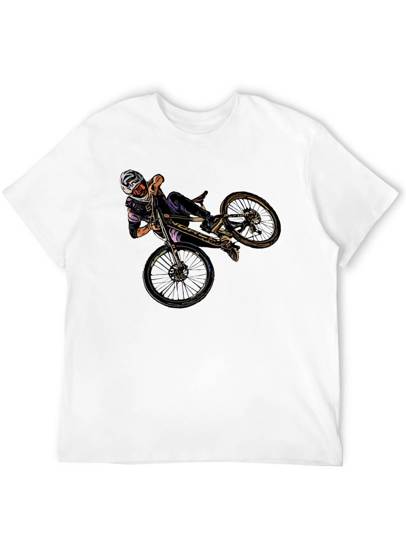 Cool Mountain Bike Stunt Graphic Black T-Shirt