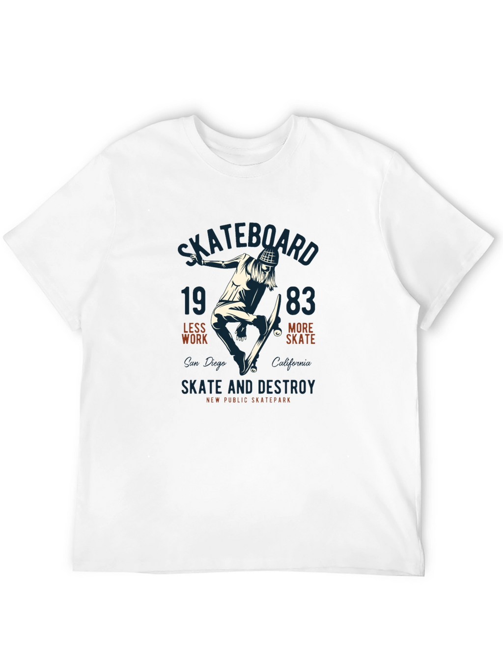 Skateboard Graphic Tee - Skate and Destroy Design