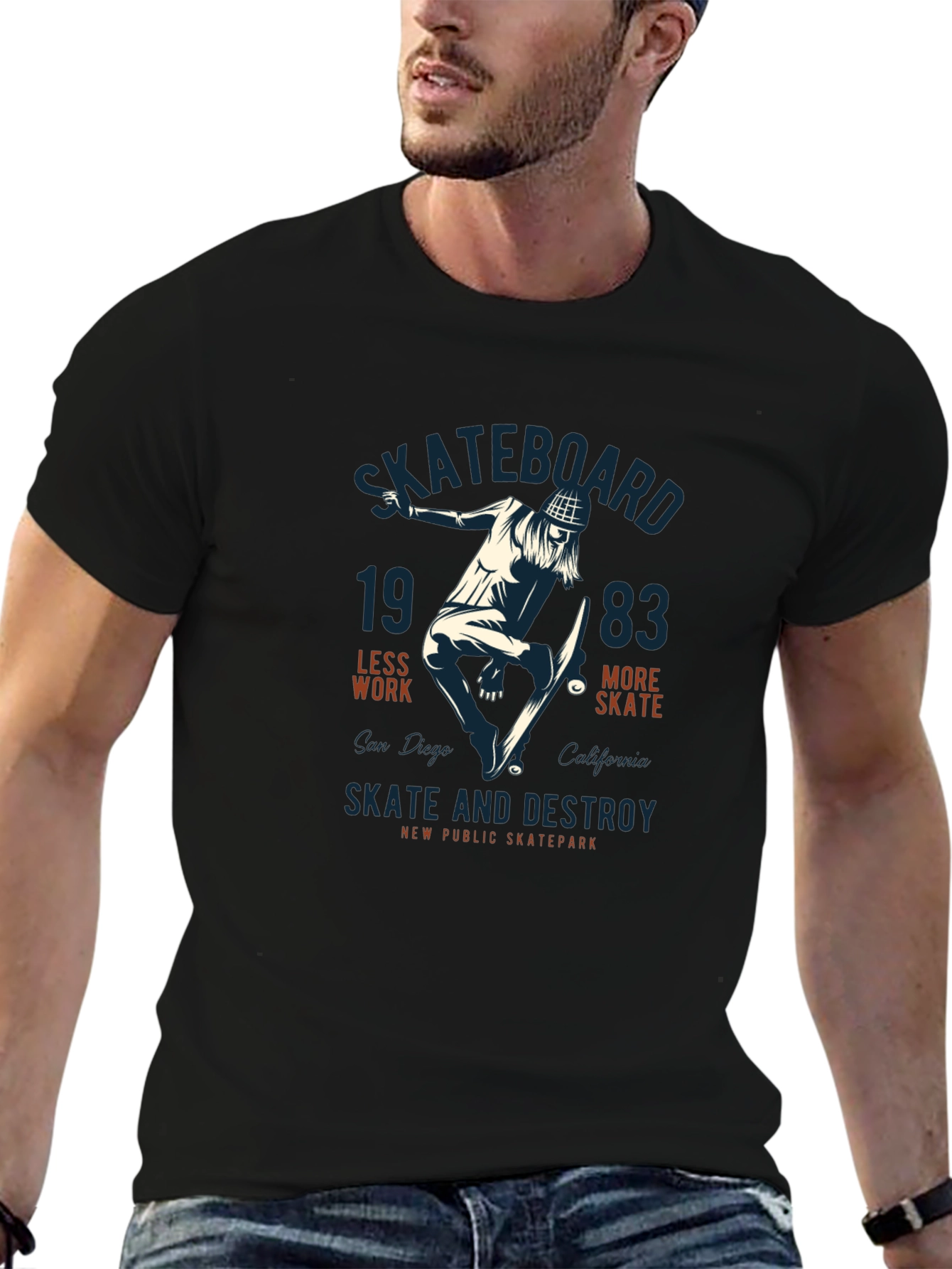 Skateboard Graphic Tee - Skate and Destroy Design