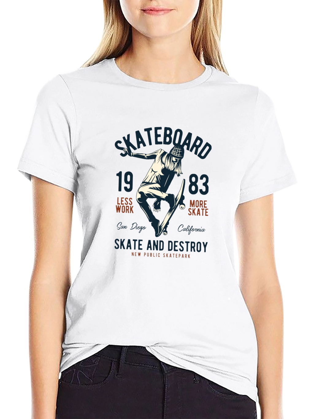 Skateboard Graphic Tee - Skate and Destroy Design