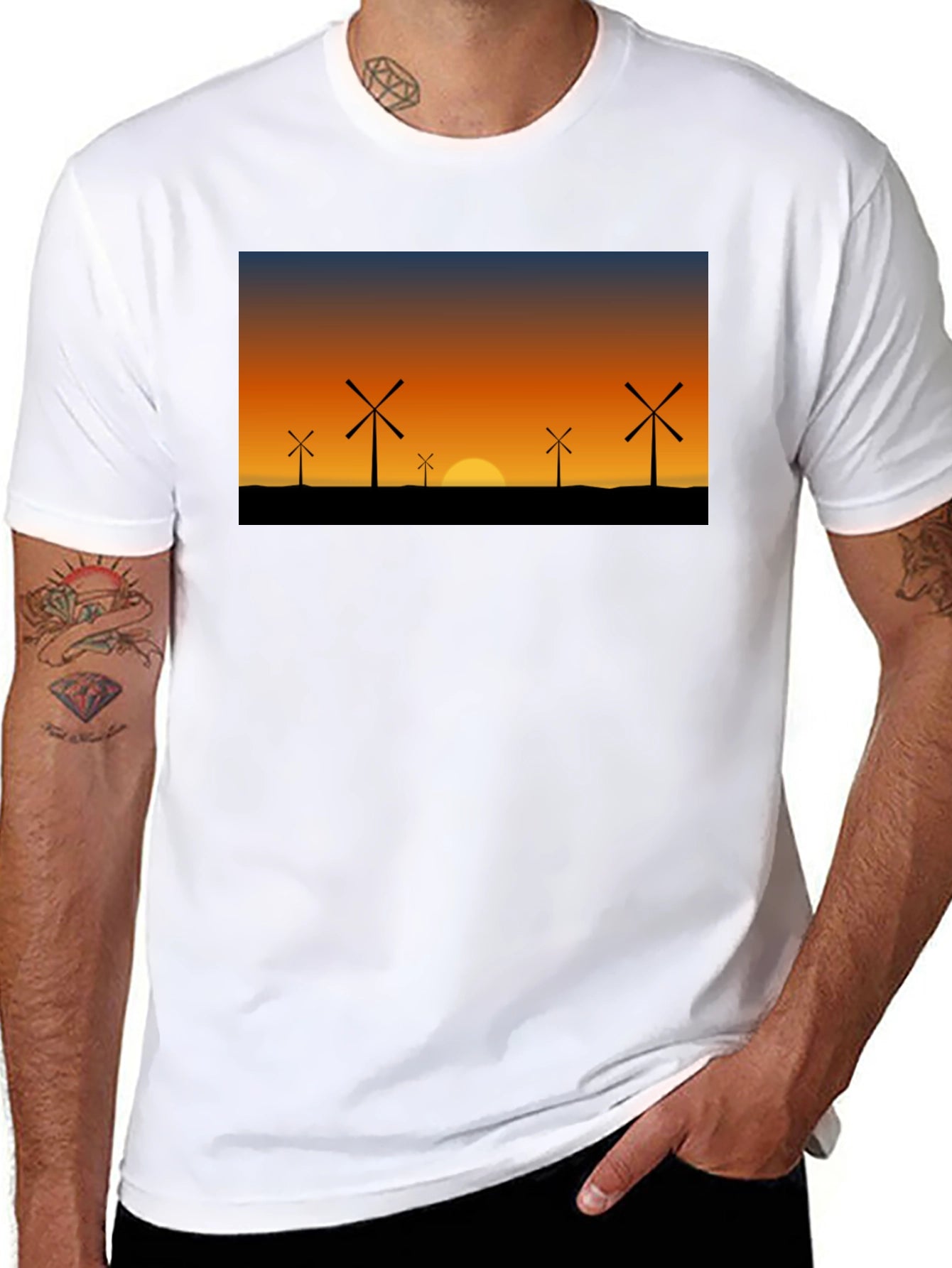 Windmill Sunset Graphic Tee
