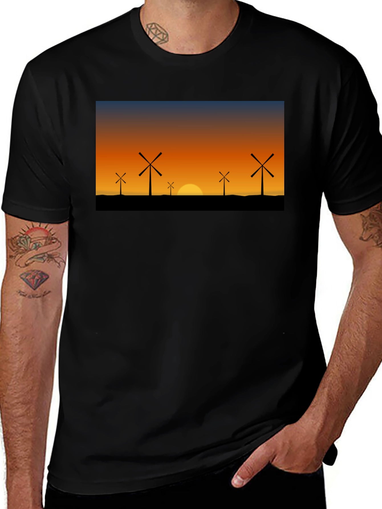Windmill Sunset Graphic Tee
