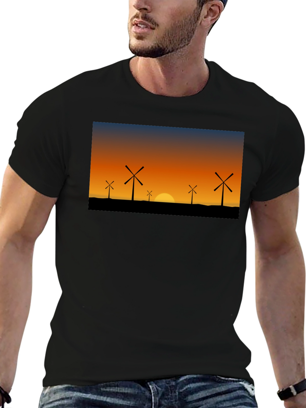 Windmill Sunset Graphic Tee
