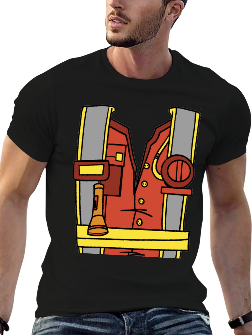 Cartoon Firefighter Costume Tee