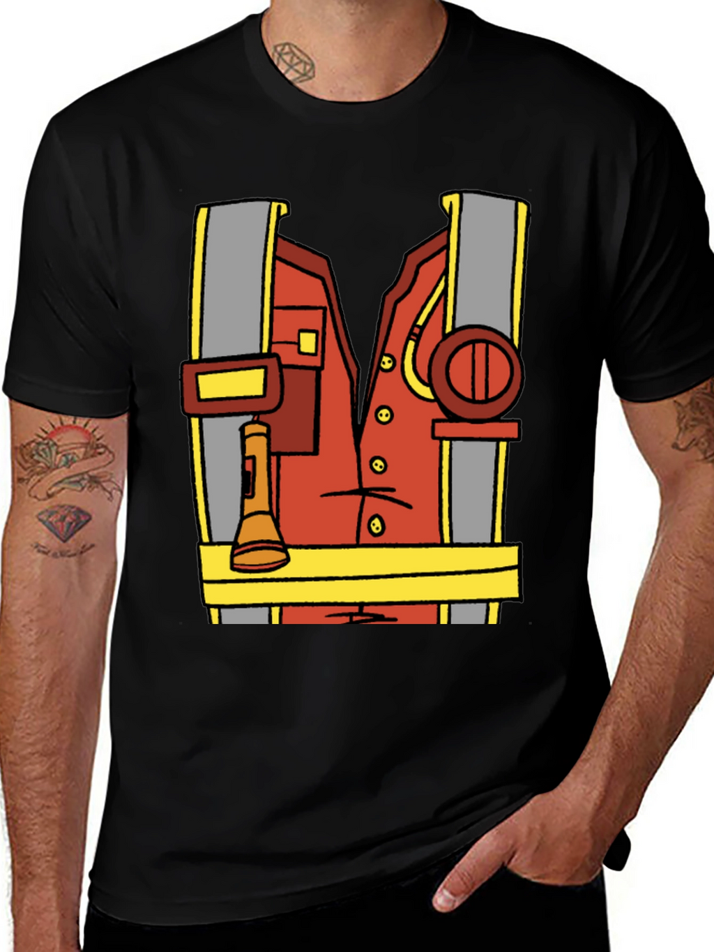 Cartoon Firefighter Costume Tee