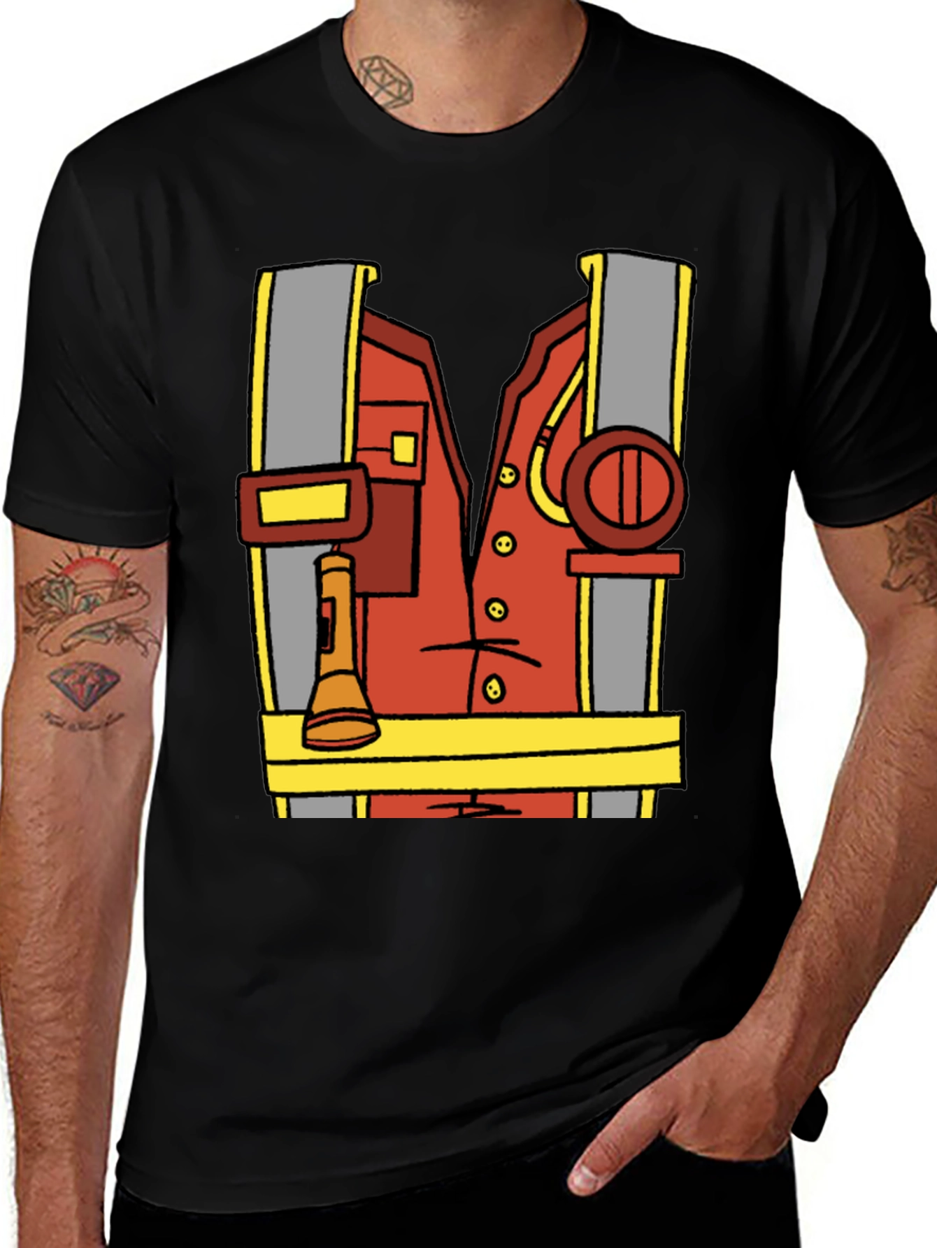 Cartoon Firefighter Costume Tee