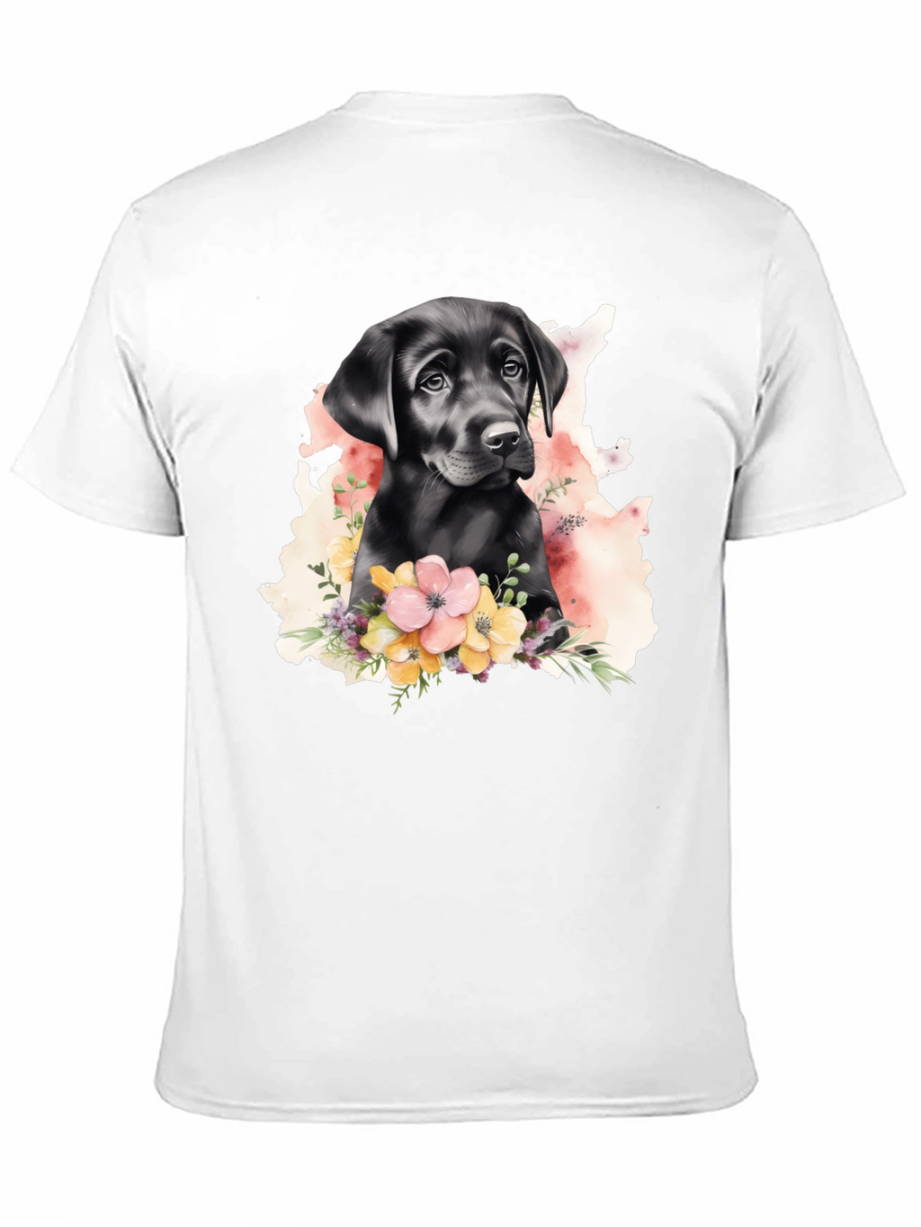 Labrador Puppy Floral T-Shirt - Black