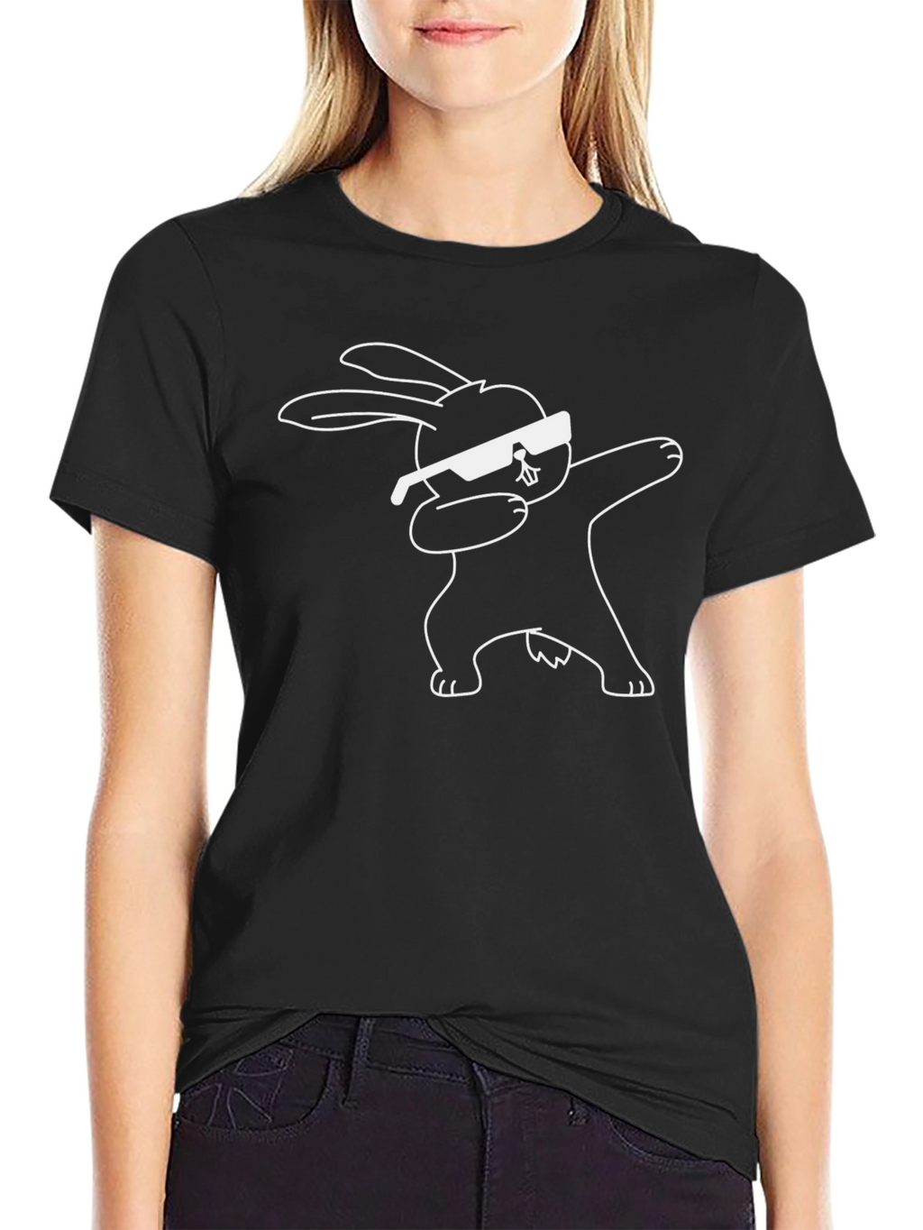 Dabbing Rabbit Graphic Tee - Black