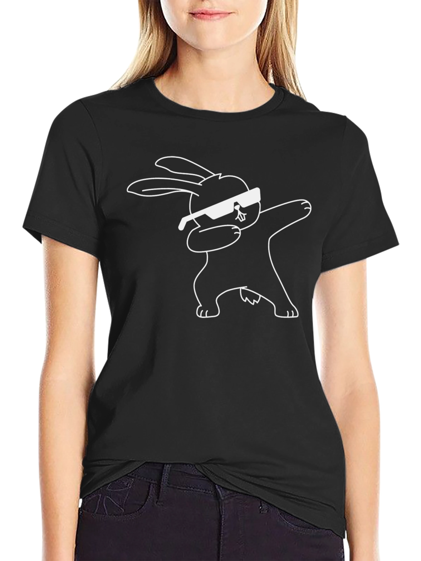 Dabbing Rabbit Graphic Tee - Black