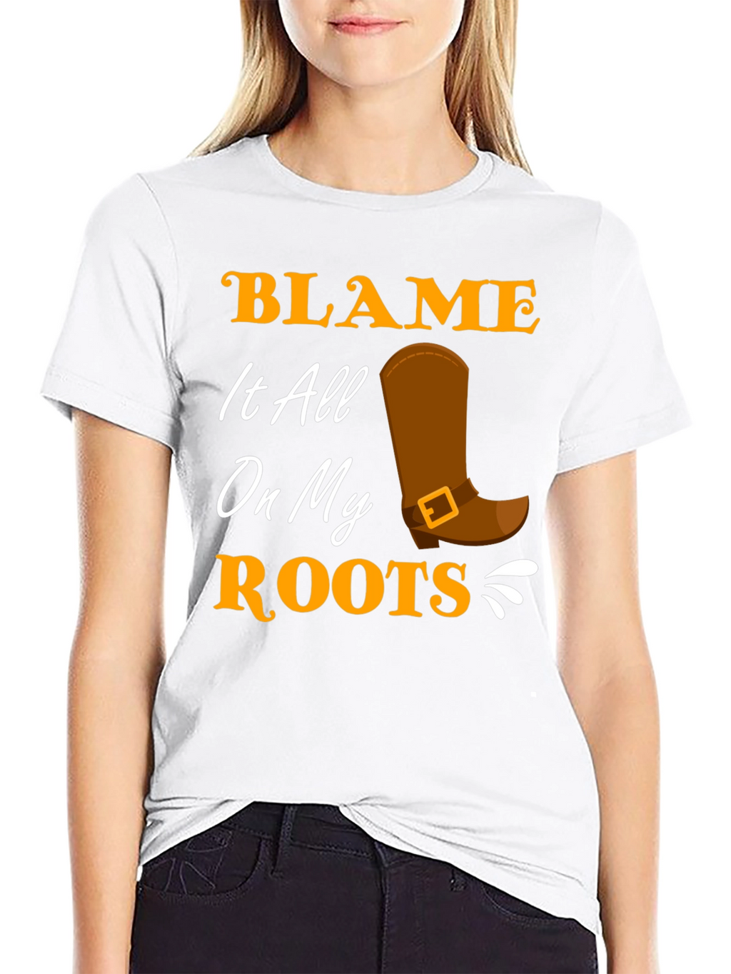 Blame It All On My Roots Black T-Shirt
