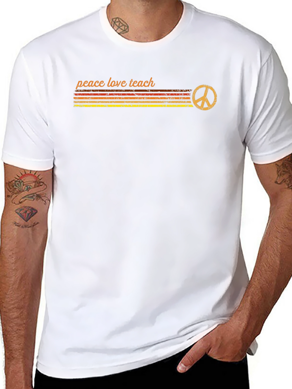 Peace Love Teach Retro T-Shirt