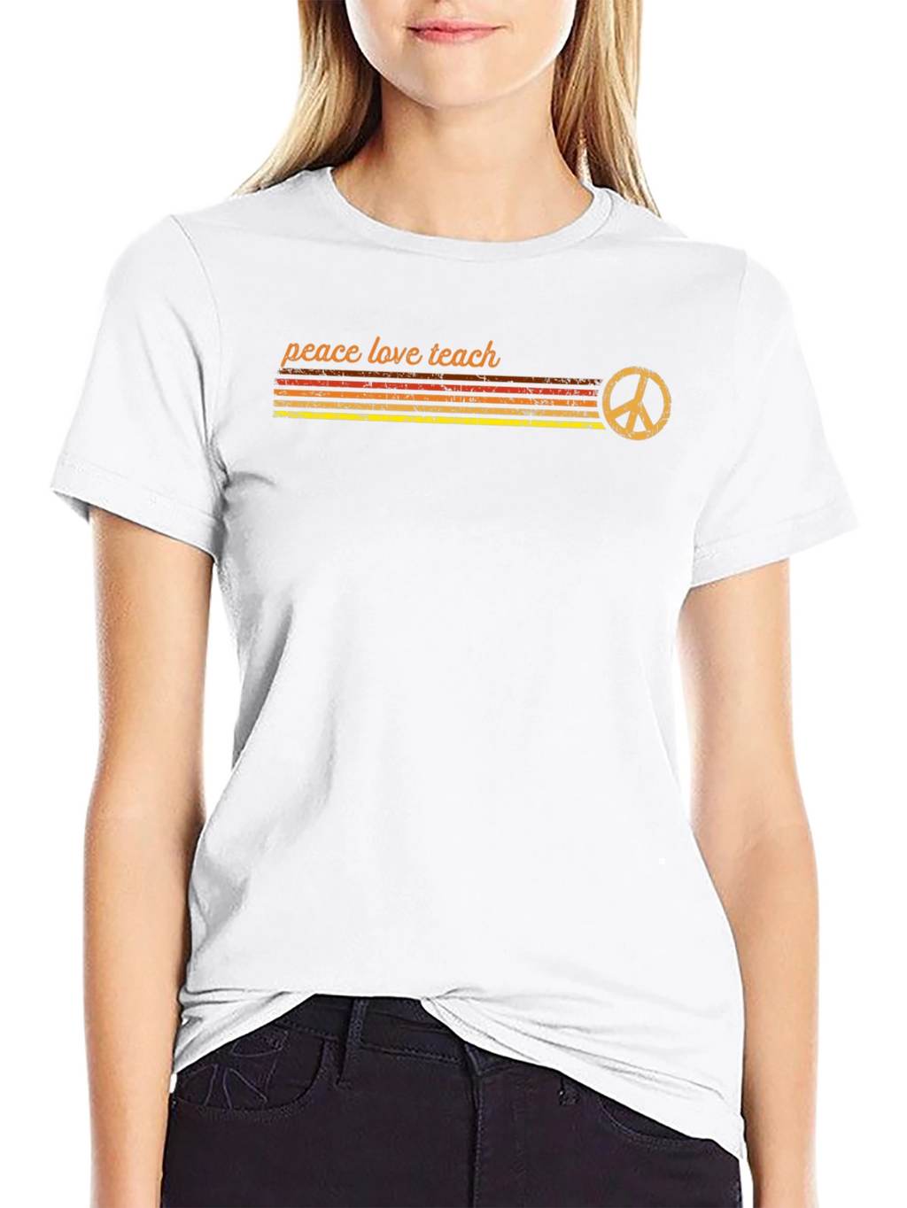 Peace Love Teach Retro T-Shirt