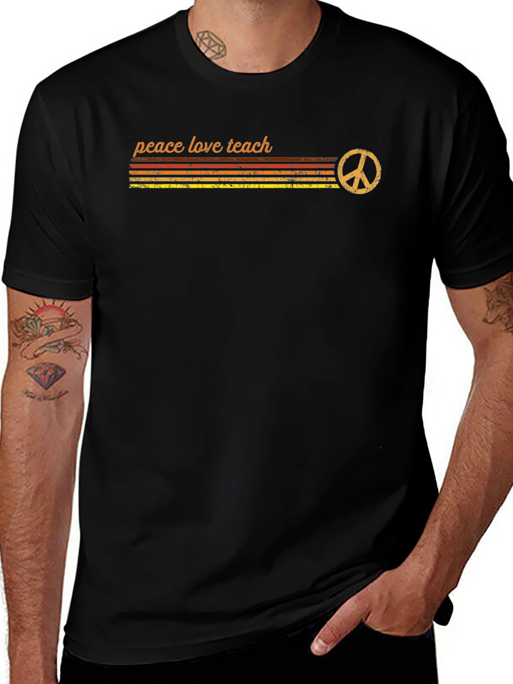 Peace Love Teach Retro T-Shirt
