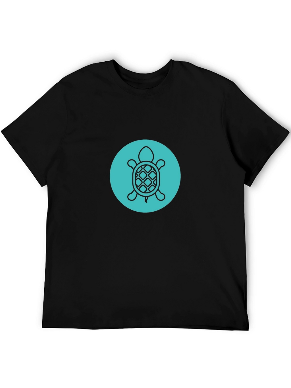 Turtle Graphic Tee - Black Crew Neck Comfort